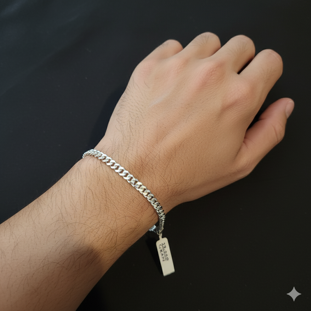 (SWL) RAJLAXMI 625 SILVER WRISTLET WGT: 17.00 GRAM 8.5" INCH FOR UNISEX 1 PIECE (REGULAR USE)