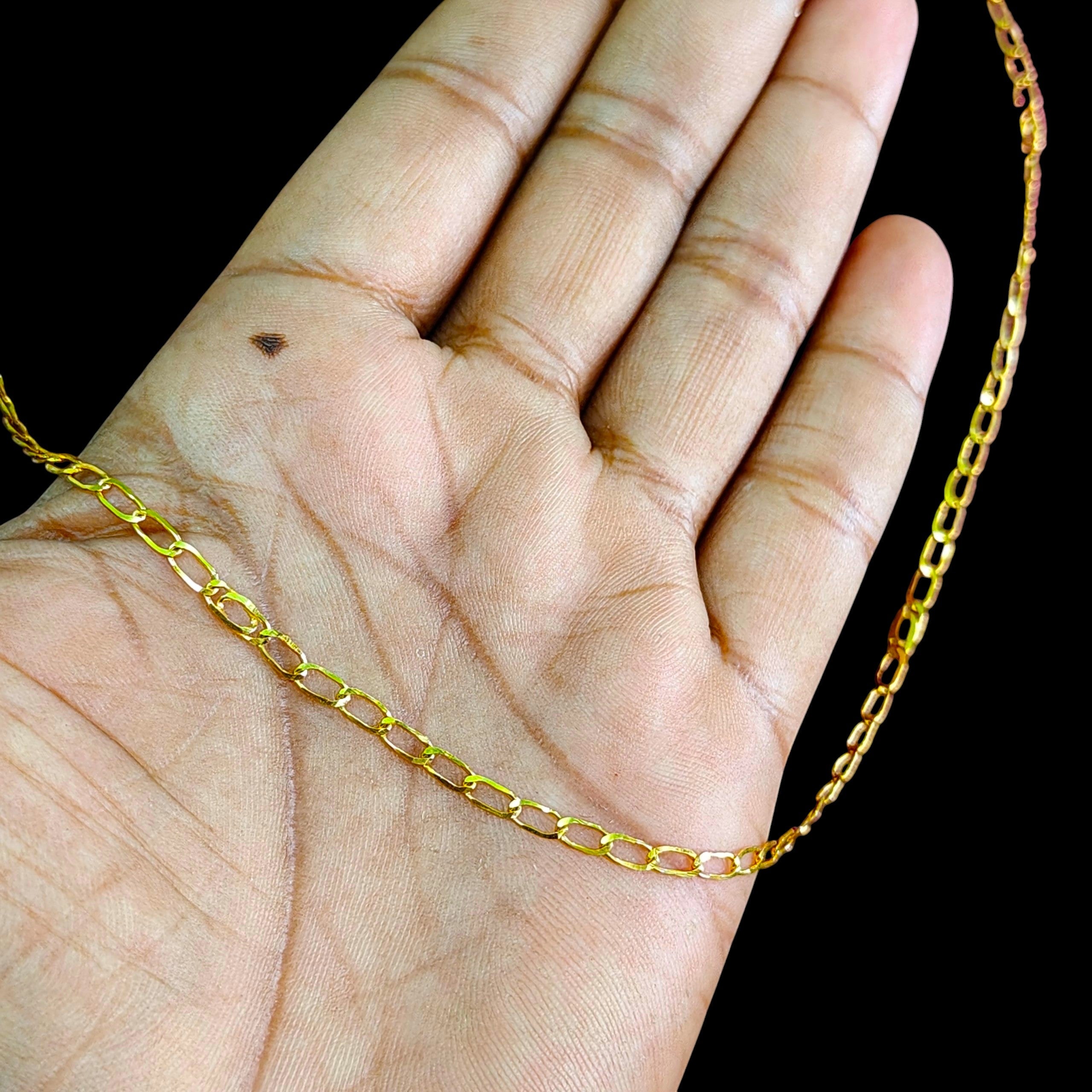 GOLD CHAIN- (WGT: 3.260 GM APPROX) BIS CERTIFIED HUID HALLMARK 9KT GOLD CHAIN WITH PENDANT (19 INCH) 1 PIECE FOR UNISEX.