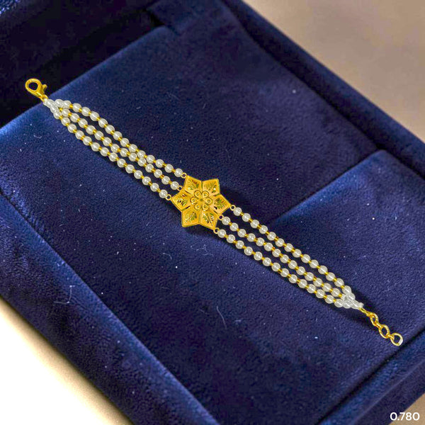 GOLD MANTASHA- (D3U784)-(WGT: 0.780 GM APPROX) BIS CERTIFIED HUID HALLMARK 375 9KT GOLD MOTI MANTASHA WITH PEARL CHAIN FOR WOMEN.