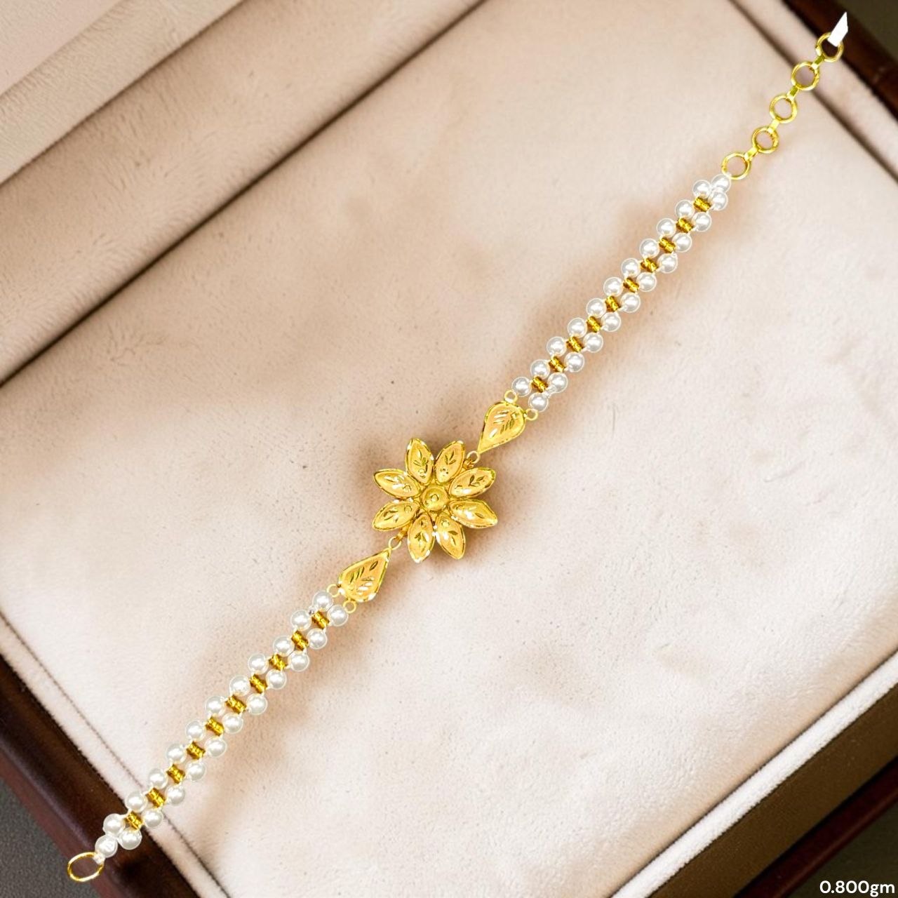 GOLD WRISTLET- (WGT: 0.800 GM APPROX) BIS CERTIFIED HUID HALLMARK 375 9KT GOLD WRISTLET (BRACELET) WITH MOTI CHAIN FOR WOMEN (ADJUSTABLE SIZE).