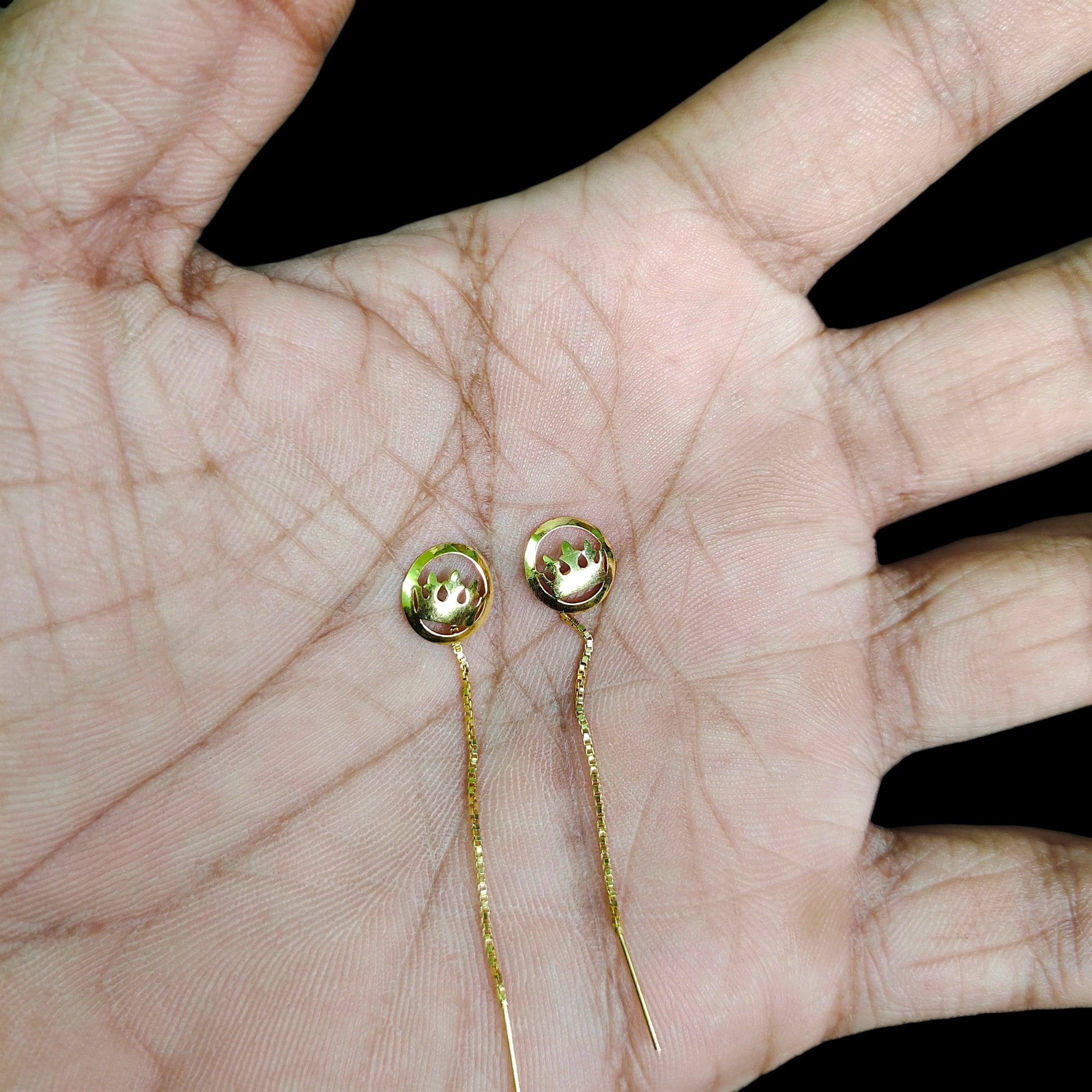 GOLD SUIDHAGA- (WGT: 0.480 GM APPROX) BIS CERTIFIED HUID HALLMARK 9KT GOLD SUIDHAGA EARRINGS (1 PAIR) FOR WOMEN.