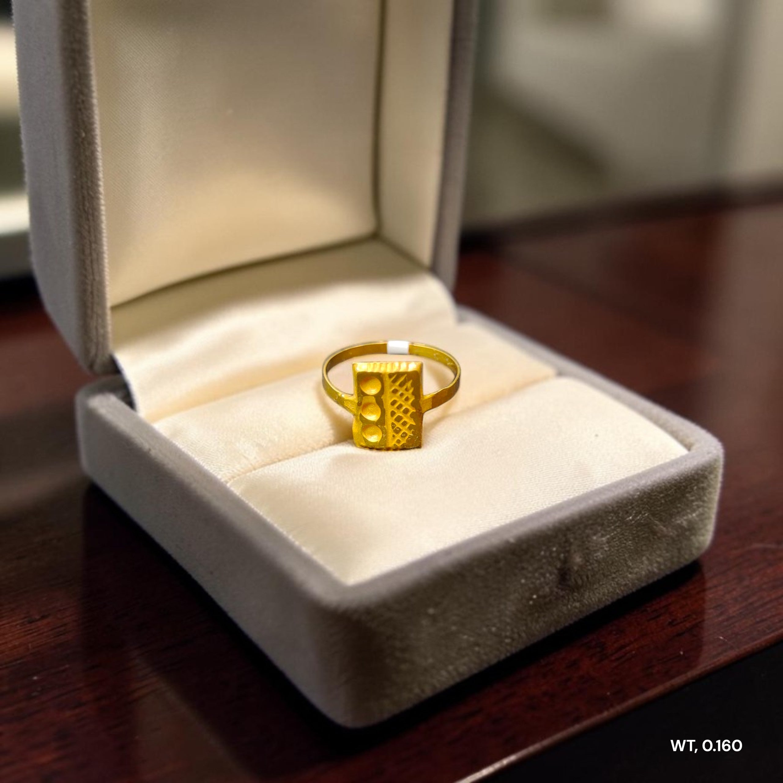 BABY JEWELLERY- TRJ WGT: 0.160 GM APPROX 375 9KT HUID HALLMARK GOLD BABY FINGER RING 1 PIECE FOR RICE CEREMONY & BIRTHDAY.