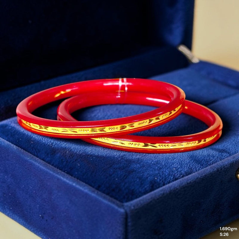 GPB22K- (SIZE-26) WGT: 1.690 GM APPROX BIS CERTIFIED HUID HALLMARK 916 22KT GOLD POLA BADHANO 1 PAIR FOR WOMEN.