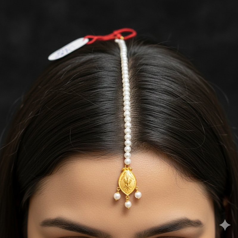 GOLD TICKLY- TRJ WGT: 0.780 GM APPROX 22KT HUID HALLMARK GOLD MOTI TICKLY (MANGTIKA) 1 PIECE FOR MARRIAGE.(26IKPD)