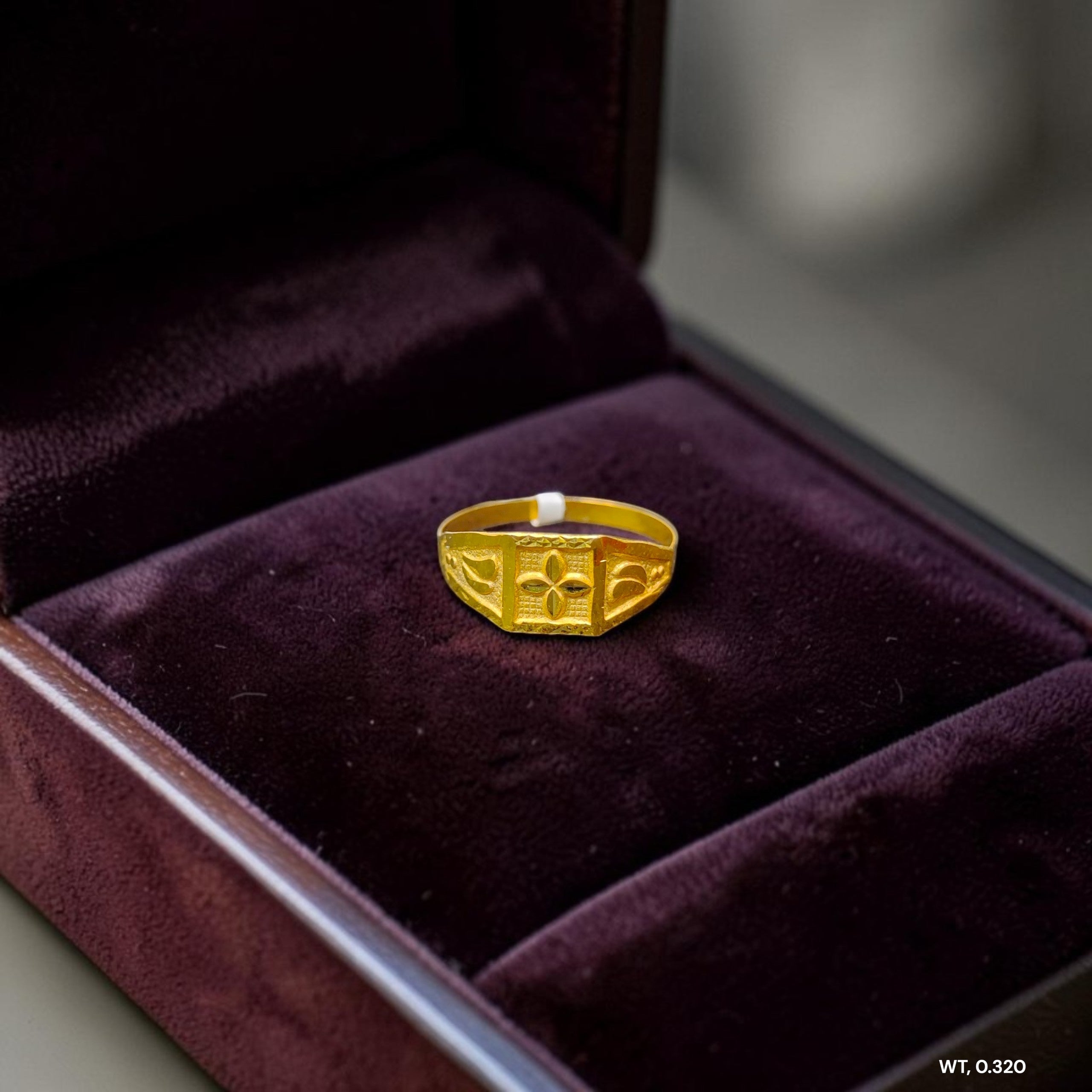 BABY JEWELLERY- TRJ WGT: 0.320 GM APPROX 375 9KT HUID HALLMARK GOLD BABY FINGER RING 1 PIECE FOR RICE CEREMONY & BIRTHDAY.