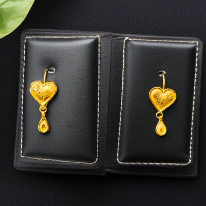 (GER22) BIS CERTIFIED WGT: 0.850 GM APPROX HUID HALLMARK 916 22KT GOLD LOVE DESIGN SAFETIPIN EARRINGS 1 PAIR FOR WOMEN.