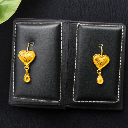 (GER22) BIS CERTIFIED WGT: 0.850 GM APPROX HUID HALLMARK 916 22KT GOLD LOVE DESIGN SAFETIPIN EARRINGS 1 PAIR FOR WOMEN.