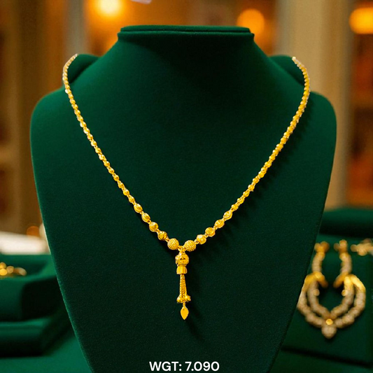 (GCN22) BIS CERTIFIED HUID HALLMARK 916 22KT GOLD NECKLACE CHOKER (APPROX WGT: 7.090 GM) 1 PIECE FOR WOMEN.