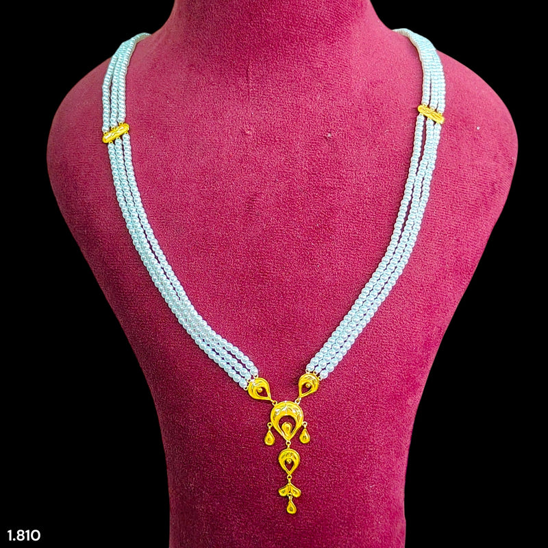(GMH)- (WGT: 1.810 GM APPROX) BIS CERTIFIED HUID HALLMARK 22KT GOLD MOTI SITAHAR NECKLACE 1 PIECE WITH ADJUSTABLE TASSEL.(GL2RWY)