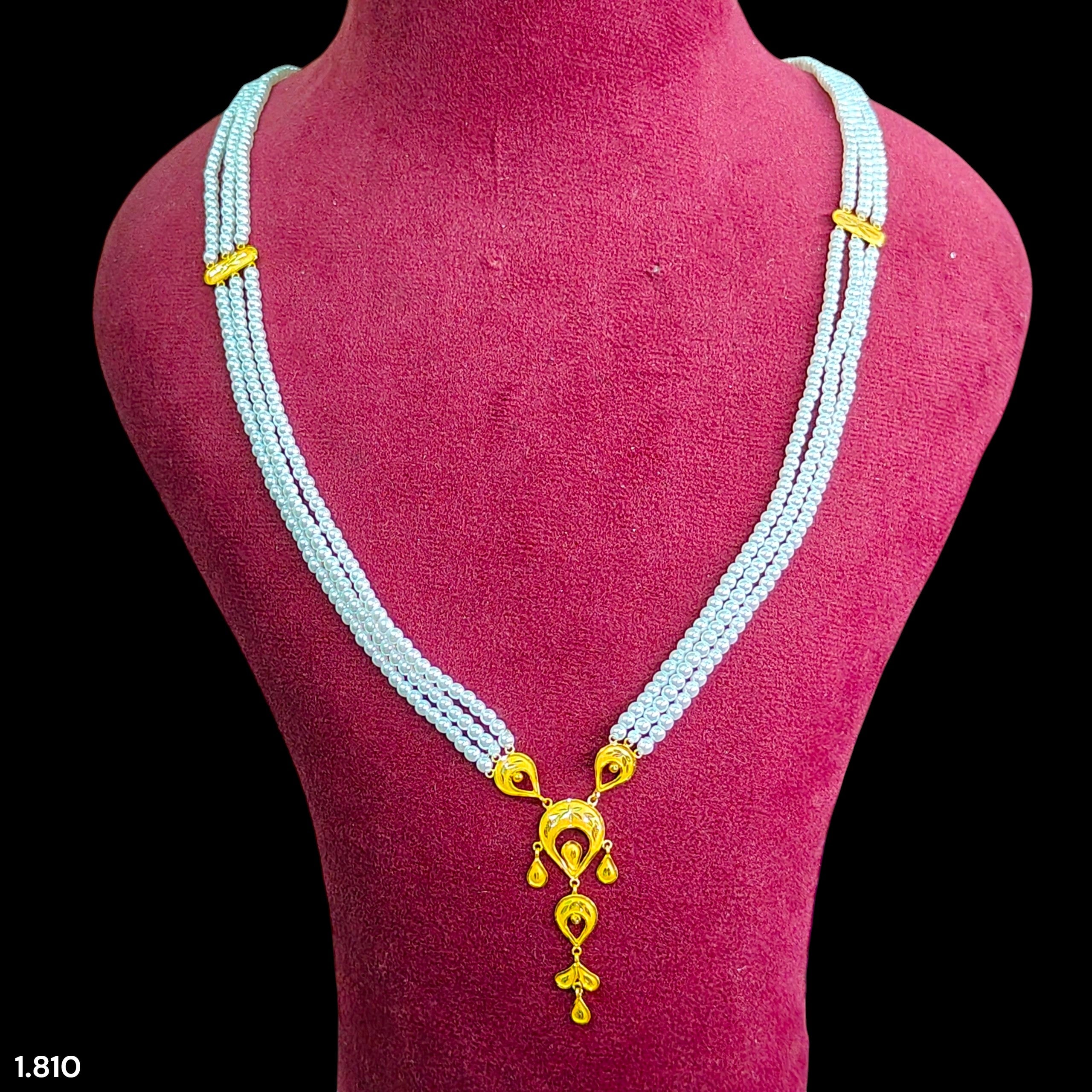 (GMH) TRJ WGT: 1.810 GM APPROX 22KT HUID HALLMARK GOLD MOTI SITAHAR NECKLACE 1 PIECE WITH ADJUSTABLE TASSEL.