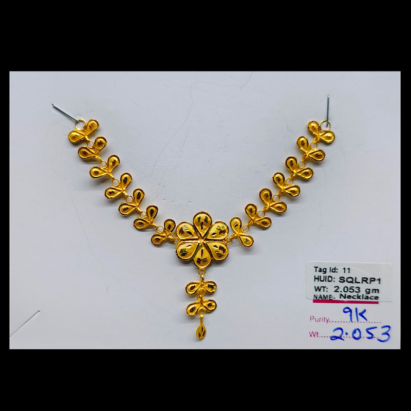 GOLD NECKLACE- (SQLRP1)-(WGT: 2.053 GM APPROX) BIS CERTIFIED HUID HALLMARK 375 9KT GOLD NECKLACE 1 PIECE FOR WOMEN WITH FREE ADJUSTABLE TASSEL.