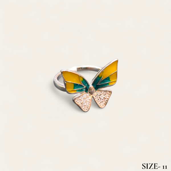 RAJLAXMI HALLMARK 925 SILVER FINGER BUTTERFLY MINAKARI DESIGN RING 1 PIECE FOR WOMEN FOR REGULAR USE - BEST FOR GIFTING (SOLD ON MRP)