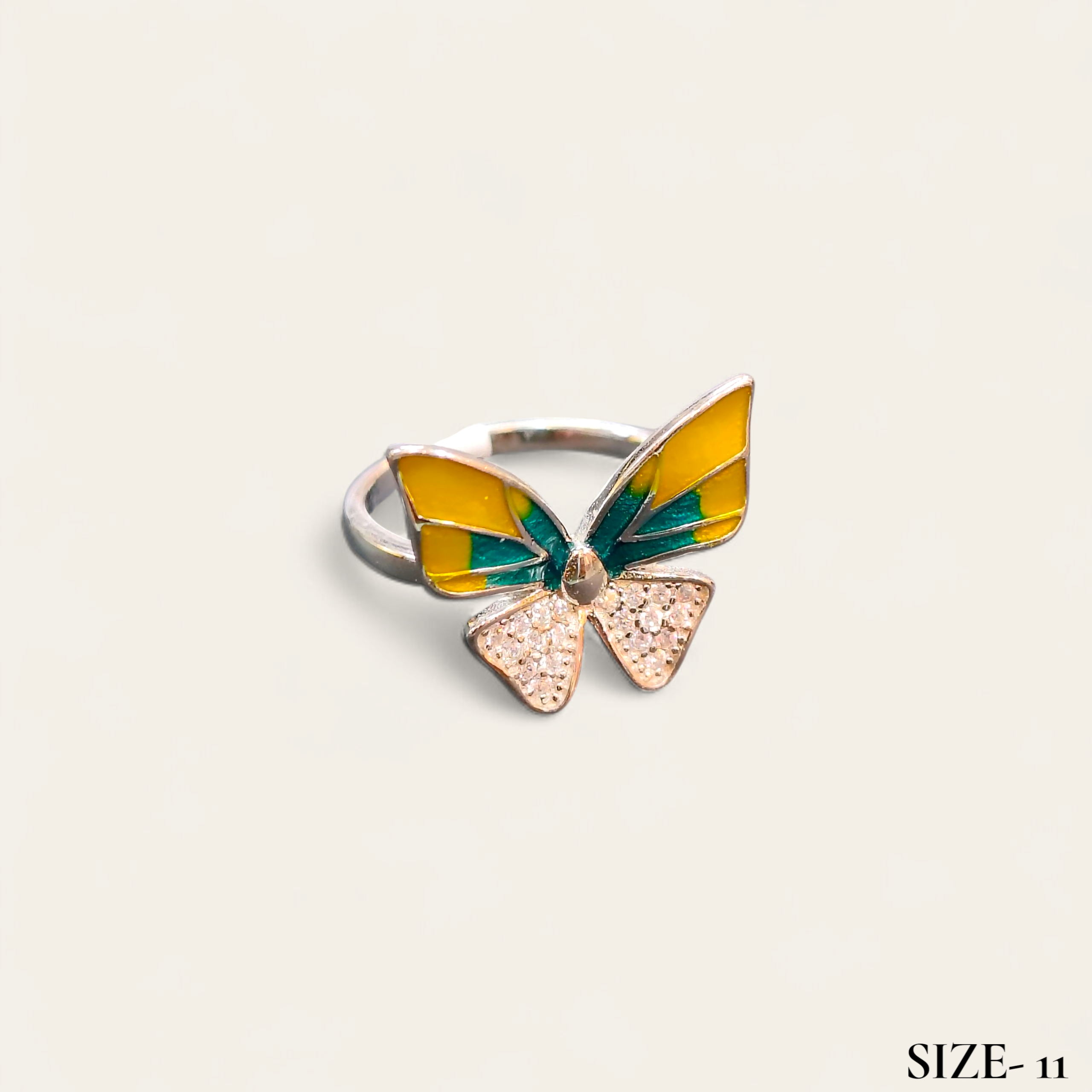 (SFR) RAJLAXMI HALLMARK 925 SILVER FINGER BUTTERFLY MINAKARI DESIGN RING 1 PIECE FOR WOMEN FOR REGULAR USE - BEST FOR GIFTING (SOLD ON MRP)