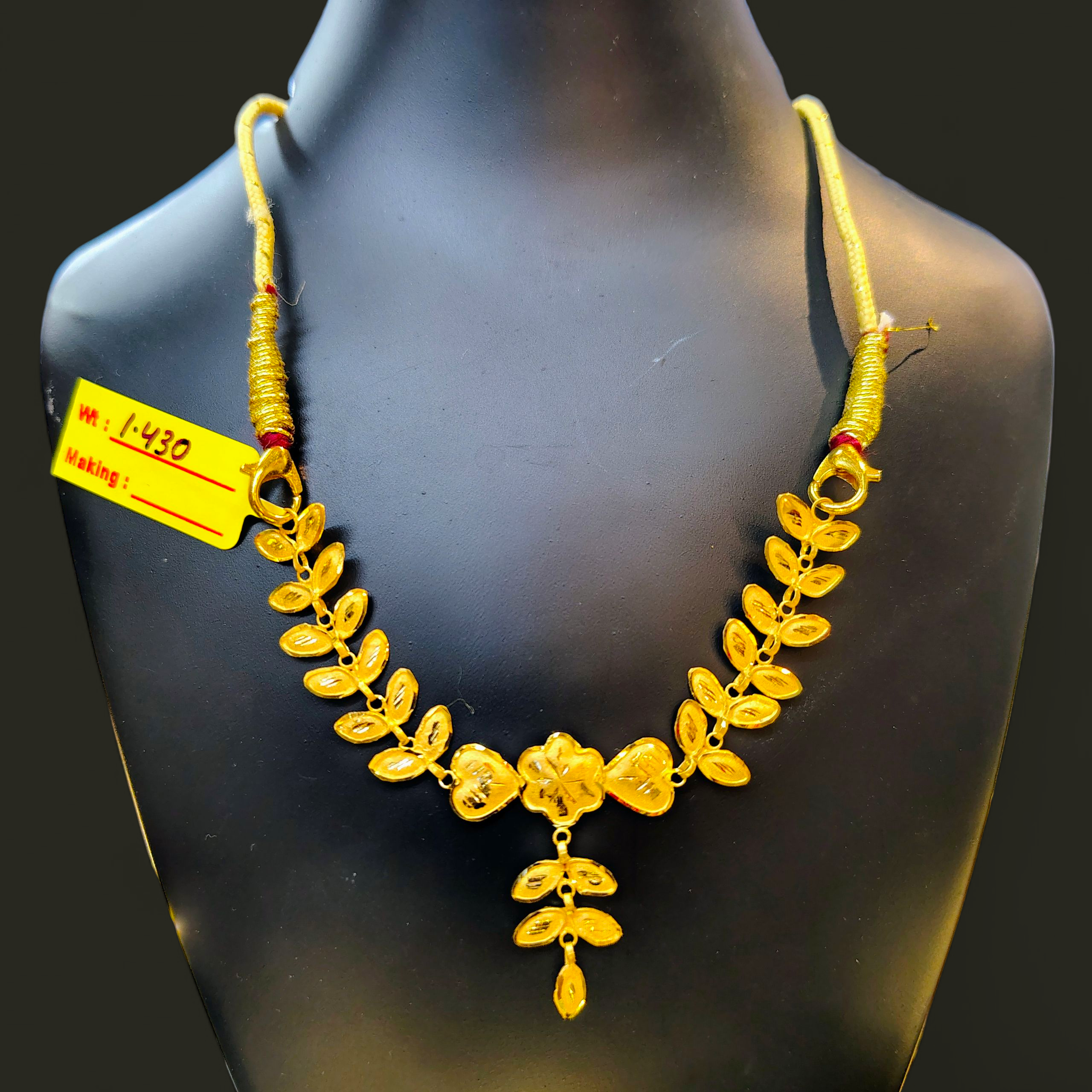 (GCN)TRJ WGT: 1.430 GM APPROX KDM GOLD NECKLACE (TETUL PATA MINI DESIGN) 1 PIECE (50 TONCH) WITH (FREE) ADJUSTABLE TASSEL (BEST FOR GIFT IN MARRIAGE).