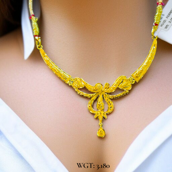 BIS CERTIFIED HUID HALLMAR 916 22KT GOLD NECKLACE CHOKER (WGT: 3.180 GM) 1 PIECE FOR WOMEN.