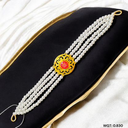 CERTIFIED BIS HUID HALLMARK 916 22KT GOLD MOTI CHOKER 1 PIECE (WGT:0.830 GM) WITH ADJUSTABLE TASSEL FOR GIFT IN MARRIAGE.