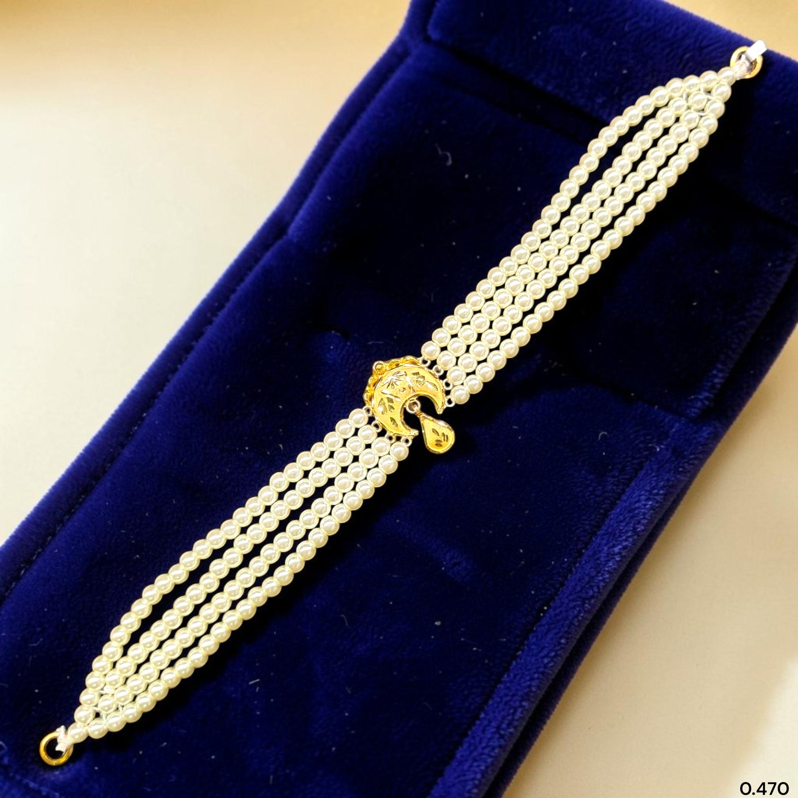 GMC9K- (WGT: 0.470 GM APPROX) BIS CERTIFIED HUID HALLMARK 375 9KT GOLD MOTI CHOKER 1 PIECE WITH ADJUSTABLE TASSEL FOR GIFT IN MARRIAGE.