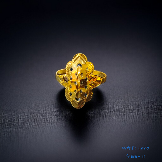 TRJ (SIZE: 11) WGT: 1.020 GM APPROX 22KT HUID HALLMARK GOLD RING FOR WOMEN 1 PIECE.