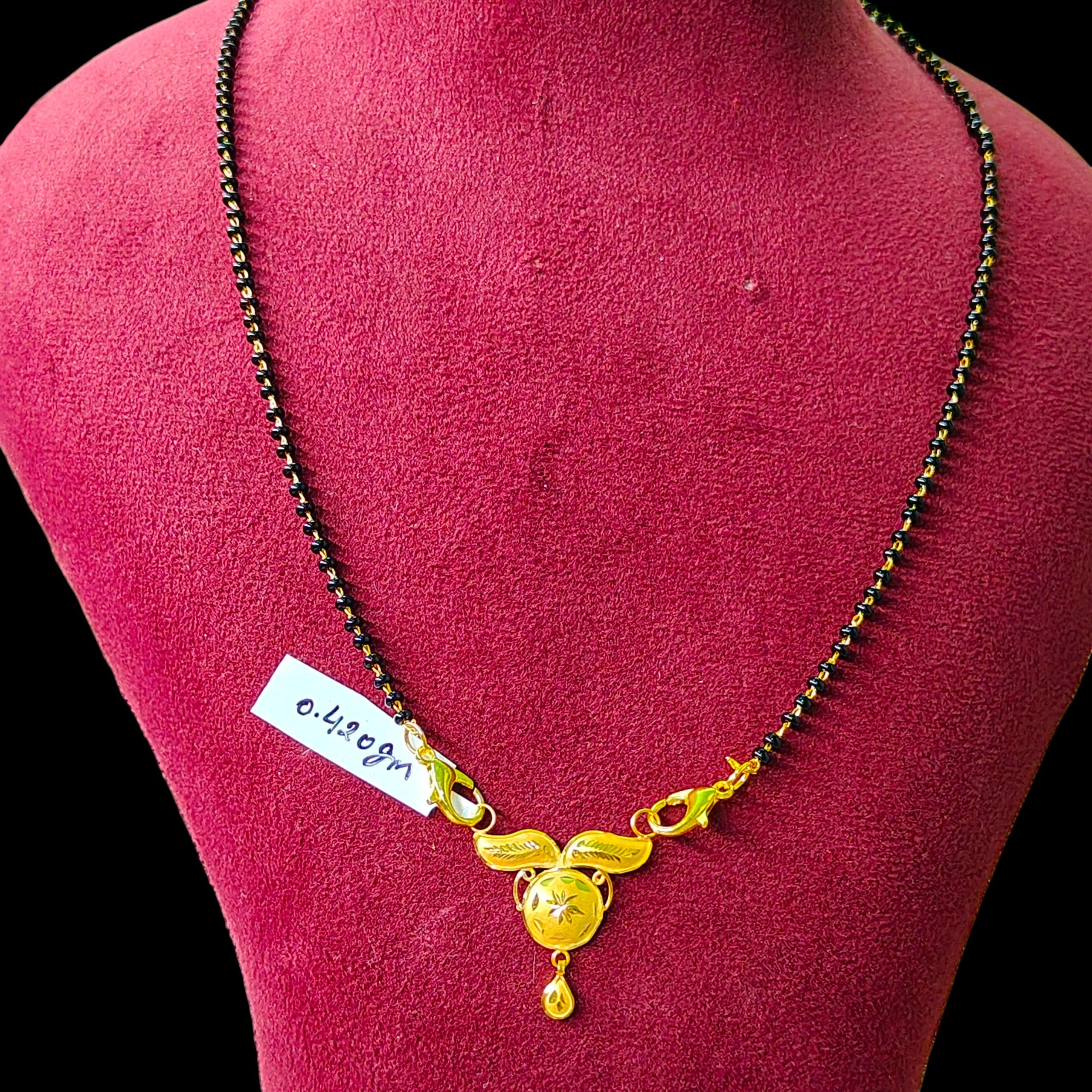 GOLD PENDANT- (WGT: 0.420 GM APPROX) BIS CERTIFIED HUID HALLMARK 375 9KT GOLD PENDANT FOR WOMEN 1 PIECE WITH FREE MANGALSUTRA & TASSEL.