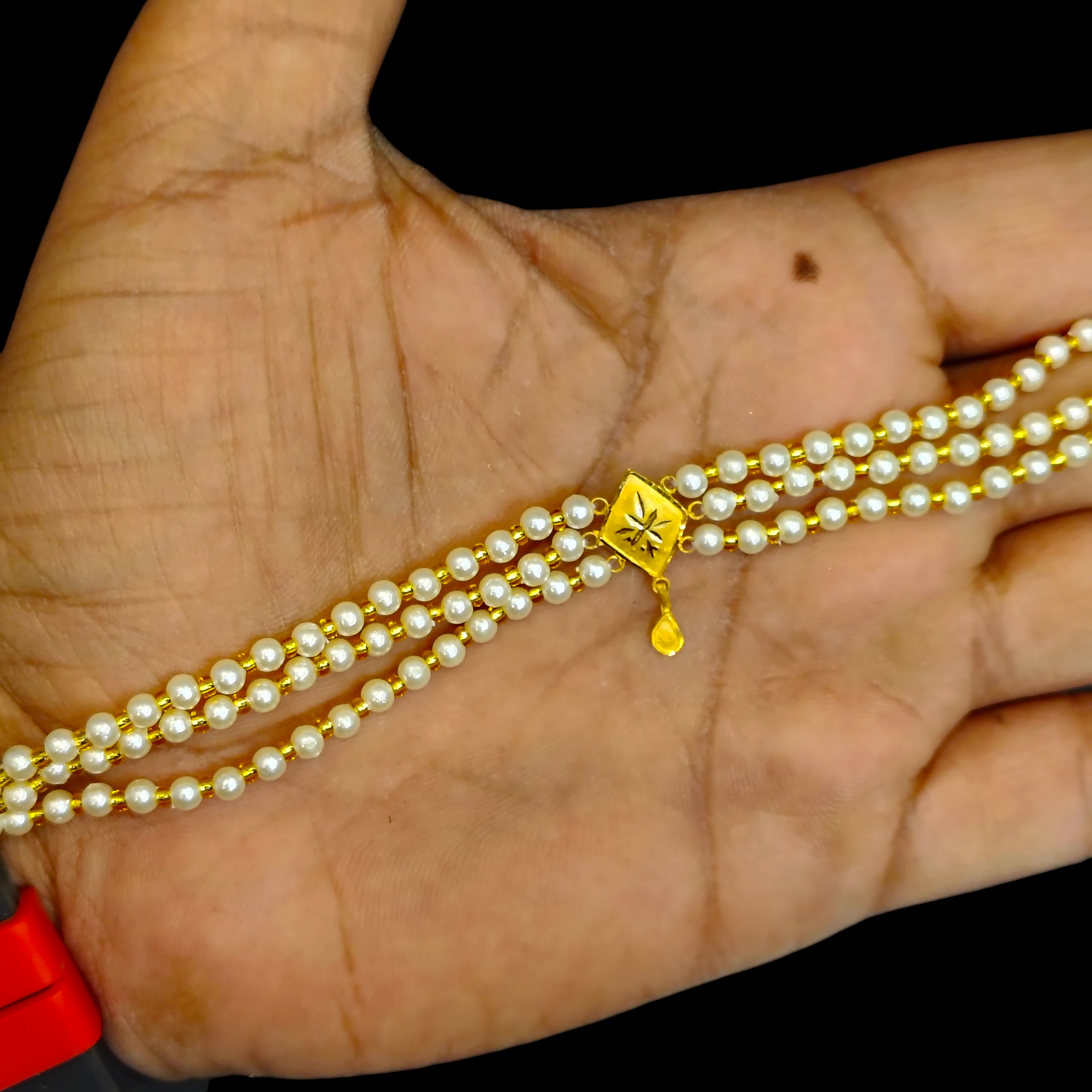 PEARL CHOKER - WGT: 0.170 - 0.200 GM APPROX KDM GOLD MOTI CHOKER 1 PIECE WITH ADJUSTABLE TASSEL FOR GIFT PURPOSE (50 TONCH) GET ANY DESIGN AS PER AVAILABILITY.