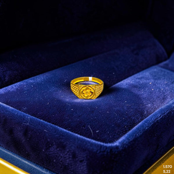 GENTS RING- (3ULNAW) TRJ (SIZE:22) (WGT: 1.570 GM APPROX) BIS CERTIFIED HUID HALLMARK 375 9KT GOLD FINGER RING FOR MEN 1 PIECE.