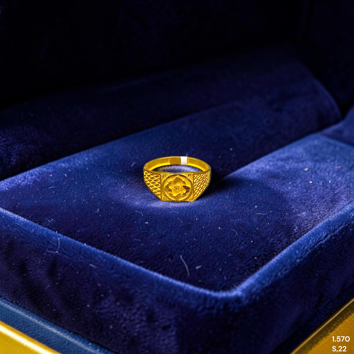 GENTS RING- (3ULNAW) TRJ (SIZE:22) (WGT: 1.570 GM APPROX) BIS CERTIFIED HUID HALLMARK 375 9KT GOLD FINGER RING FOR MEN 1 PIECE.
