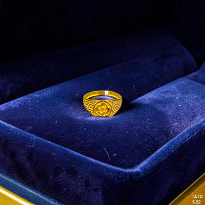 GENTS RING- (3ULNAW) TRJ (SIZE:22) (WGT: 1.570 GM APPROX) BIS CERTIFIED HUID HALLMARK 375 9KT GOLD FINGER RING FOR MEN 1 PIECE.