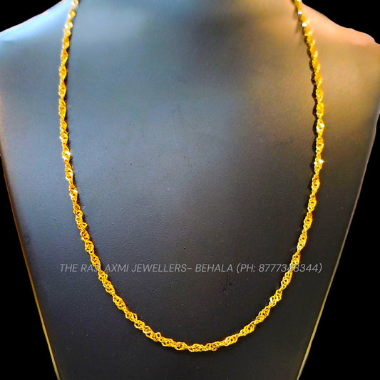 GCH- (DISCO DESIGN) BIS CERTIFIED TRJ WGT: 2.700 GM APPROX HUID HALLMARK 22KT GOLD CHAIN (18 INCH) 1 PIECE FOR WOMEN.