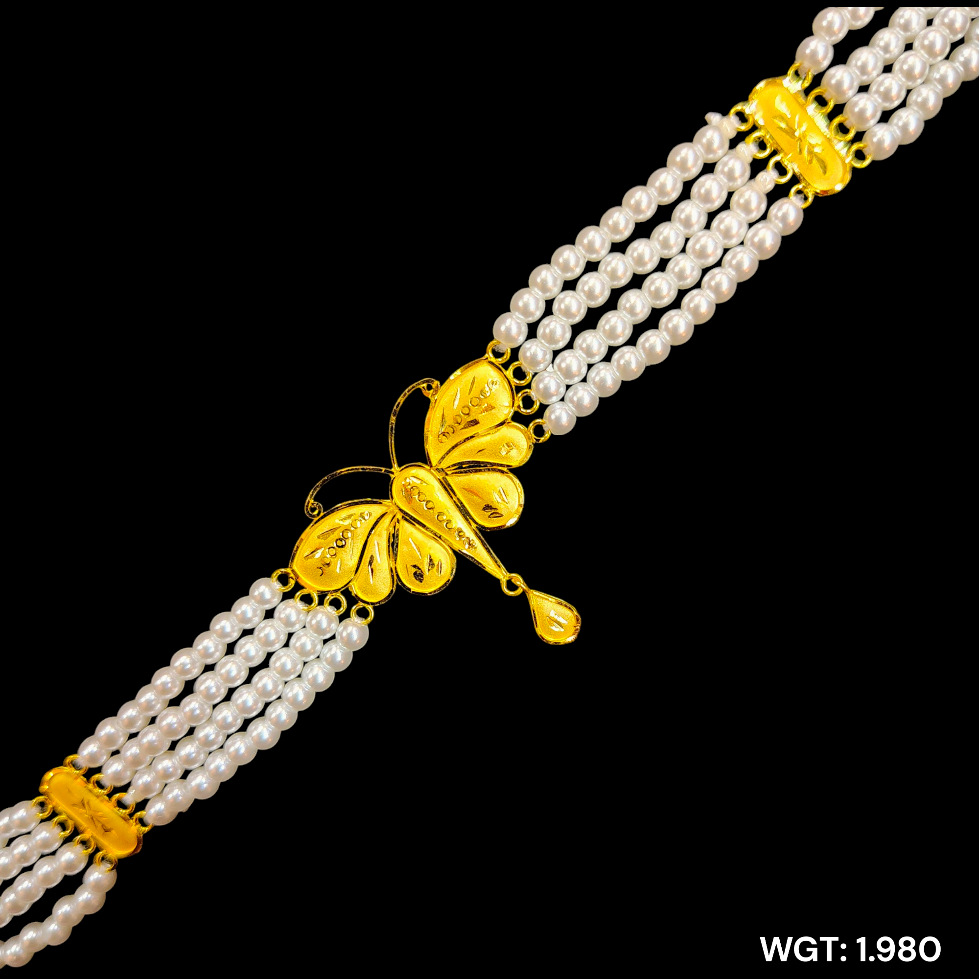 (GMC) CERTIFIED BIS HUID HALLMARK 916 22KT GOLD MOTI CHOKER 1 PIECE (WGT:1.980 GM) WITH ADJUSTABLE TASSEL FOR GIFT IN MARRIAGE.
