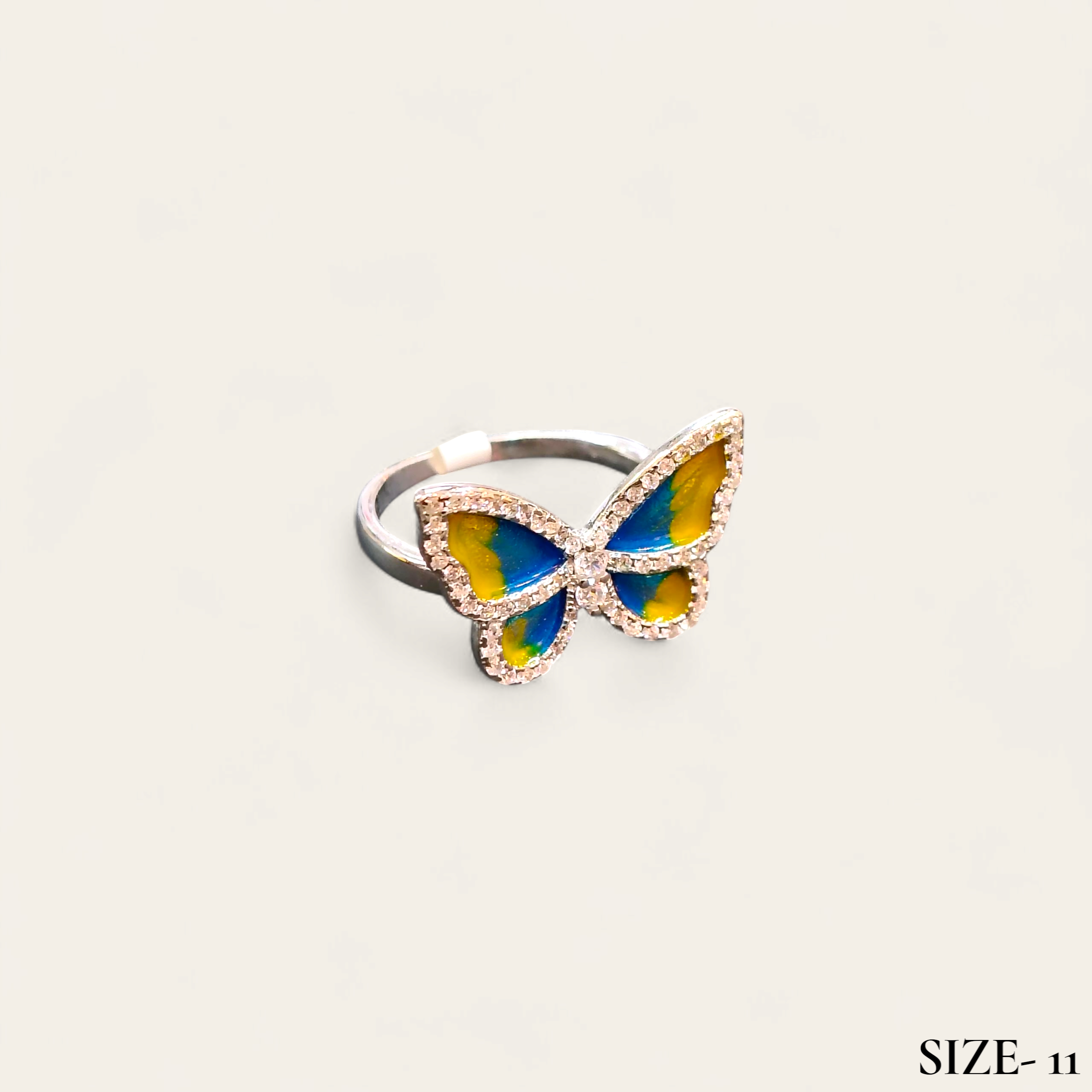 (SFR) RAJLAXMI HALLMARK 925 SILVER FINGER BUTTERFLY MINAKARI DESIGN RING 1 PIECE FOR WOMEN FOR REGULAR USE - BEST FOR GIFTING (SOLD ON MRP)