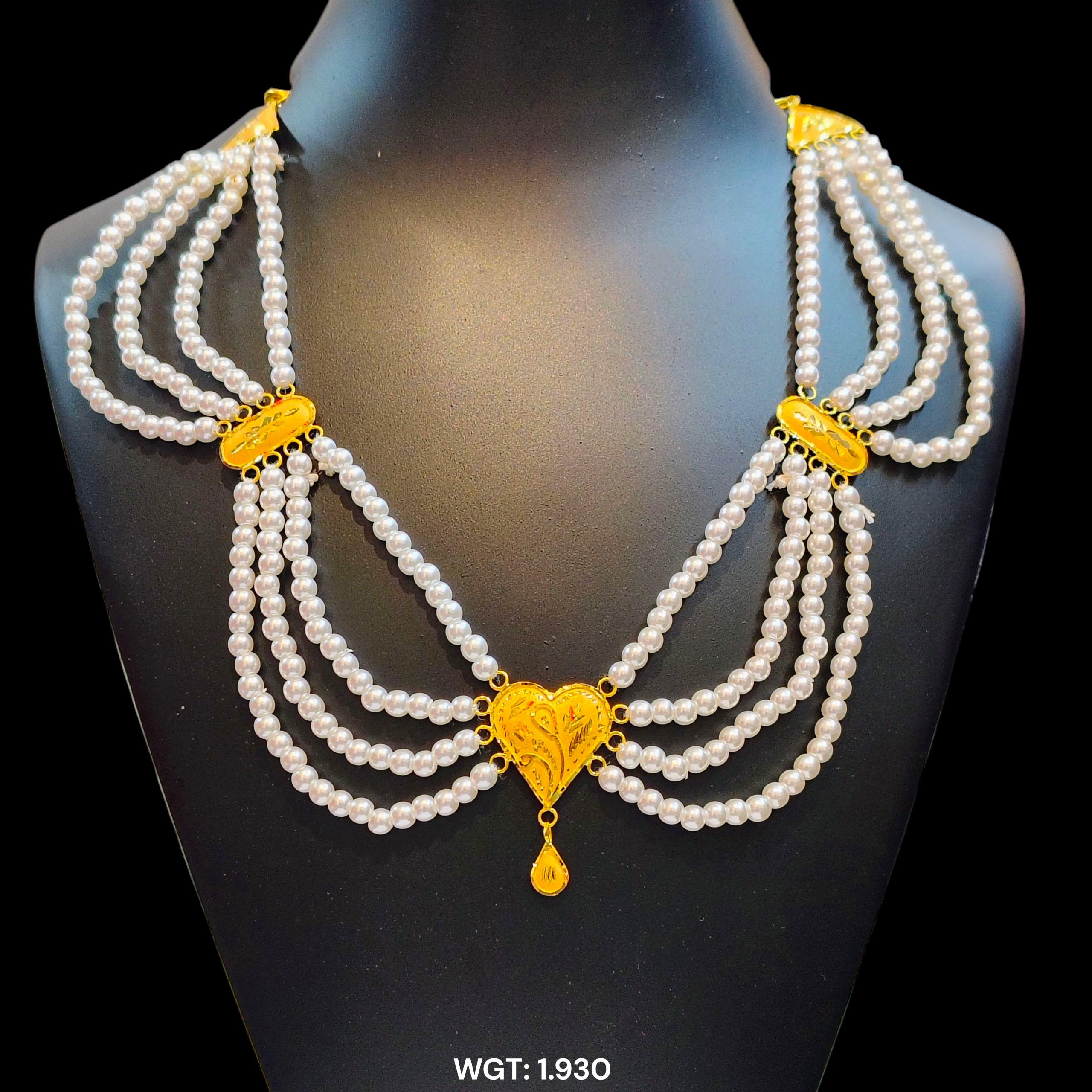 (GMH) RAJLAXMI WGT: 1.930 GM APPROX HUID HALLMARK 22KT GOLD MOTI NECKLACE 1 PIECE WITH ADJUSTABLE TASSEL.