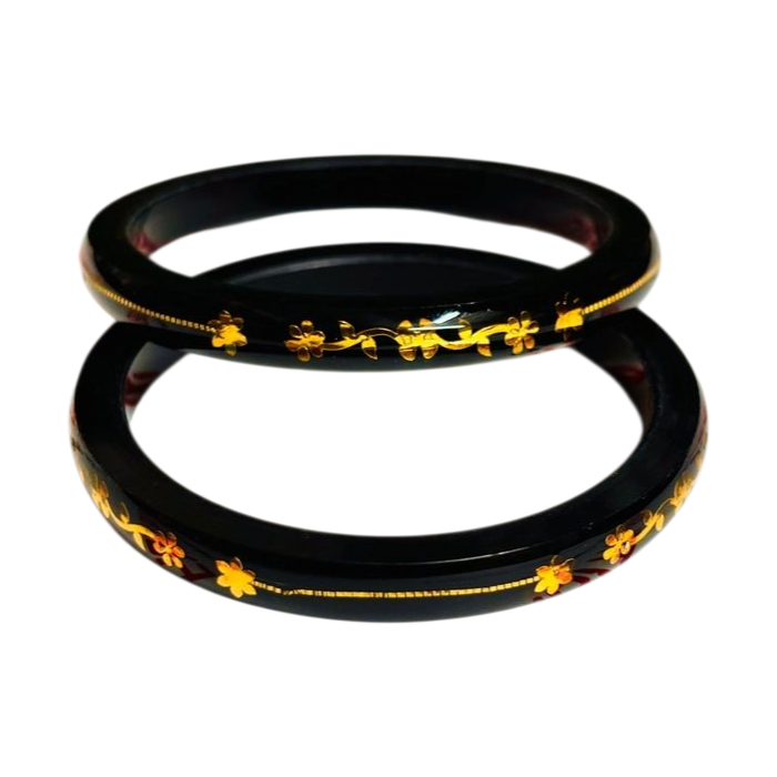 PANTHER BLACK (FACEBOOK VIRAL POLA) GOLDEN DETAILING LAMINATION POLA PATTERN DESIGN 1 PAIR FOR WOMEN - NON EXCHANGEABLE ITEM (GET ANY DESIGN AS PER AVAILABILITY)