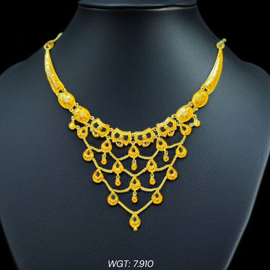 (GCN22) BIS CERTIFIED HUID HALLMARK 916 22KT GOLD NECKLACE CHOKER (APPROX WGT: 7.910 GM) 1 PIECE FOR WOMEN.