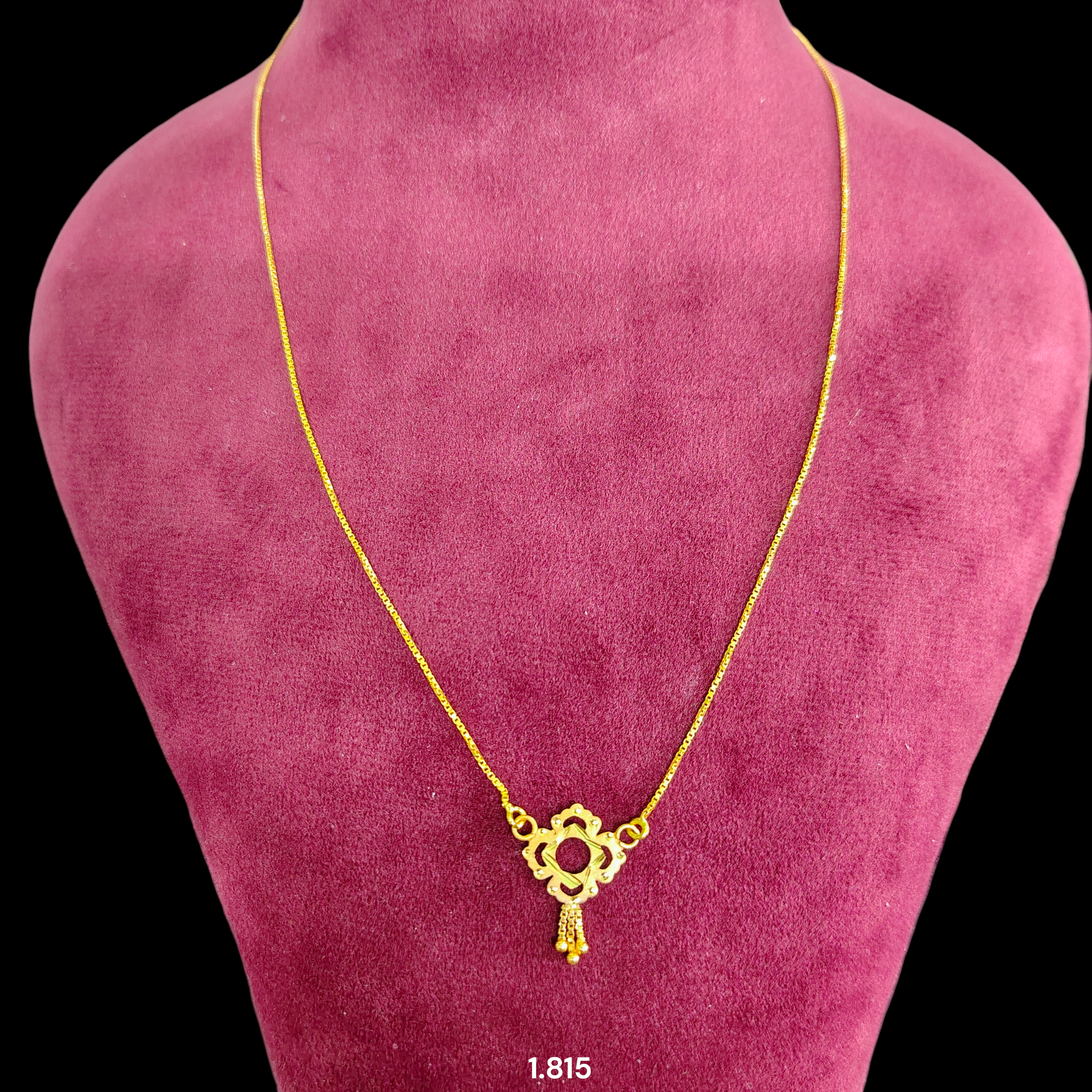 GOLD CHAIN- (WGT: 1.815 GM APPROX) BIS CERTIFIED HUID HALLMARK 9KT GOLD CHAIN WITH PENDANT (17 INCH) 1 PIECE FOR WOMEN.