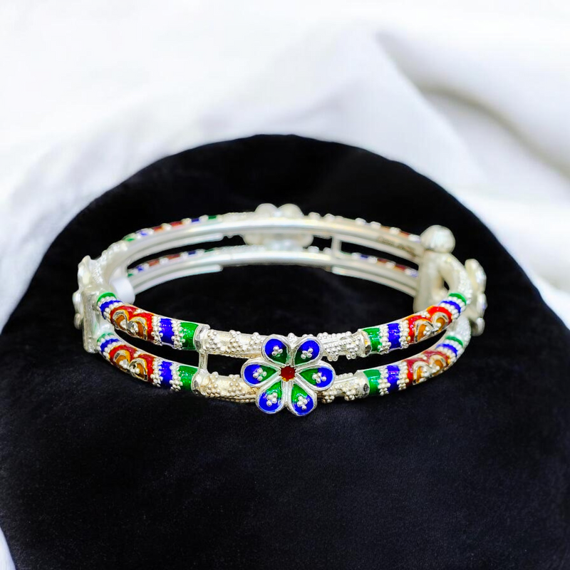 SILVER BANGLES- (SIZE 24 KHILEN) CERTIFIED BIS HALLMARK 925 SILVER BANGLE (MANIPUR DESIGN) APPROX WGT: 22.660 GM (1 PIECE) FOR REGULAR USE FOR WOMEN.
