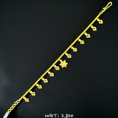 TRJ SIZE- ADJUSTABLE WGT: 2.800 GM APPROX HUID HALLMARK 22KT GOLD WRISTLET 1 PIECE FOR WOMEN.