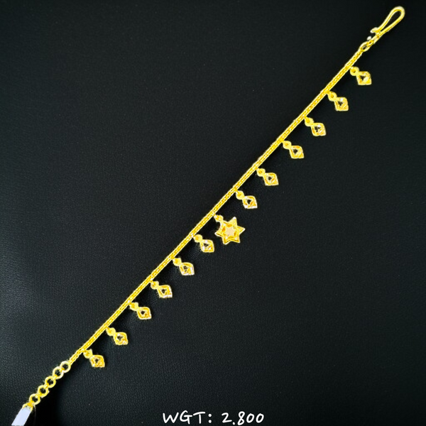 TRJ SIZE- ADJUSTABLE WGT: 2.800 GM APPROX HUID HALLMARK 22KT GOLD WRISTLET 1 PIECE FOR WOMEN.