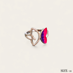 RAJLAXMI HALLMARK 925 SILVER FINGER BUTTERFLY MINAKARI DESIGN RING 1 PIECE FOR WOMEN FOR REGULAR USE - BEST FOR GIFTING (SOLD ON MRP)