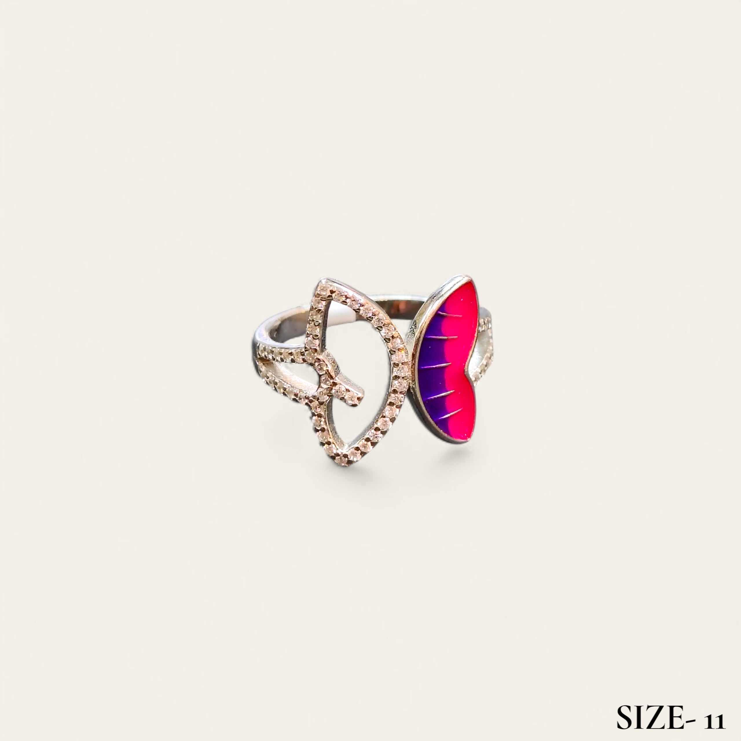 (SFR) RAJLAXMI HALLMARK 925 SILVER FINGER BUTTERFLY MINAKARI DESIGN RING 1 PIECE FOR WOMEN FOR REGULAR USE - BEST FOR GIFTING (SOLD ON MRP)