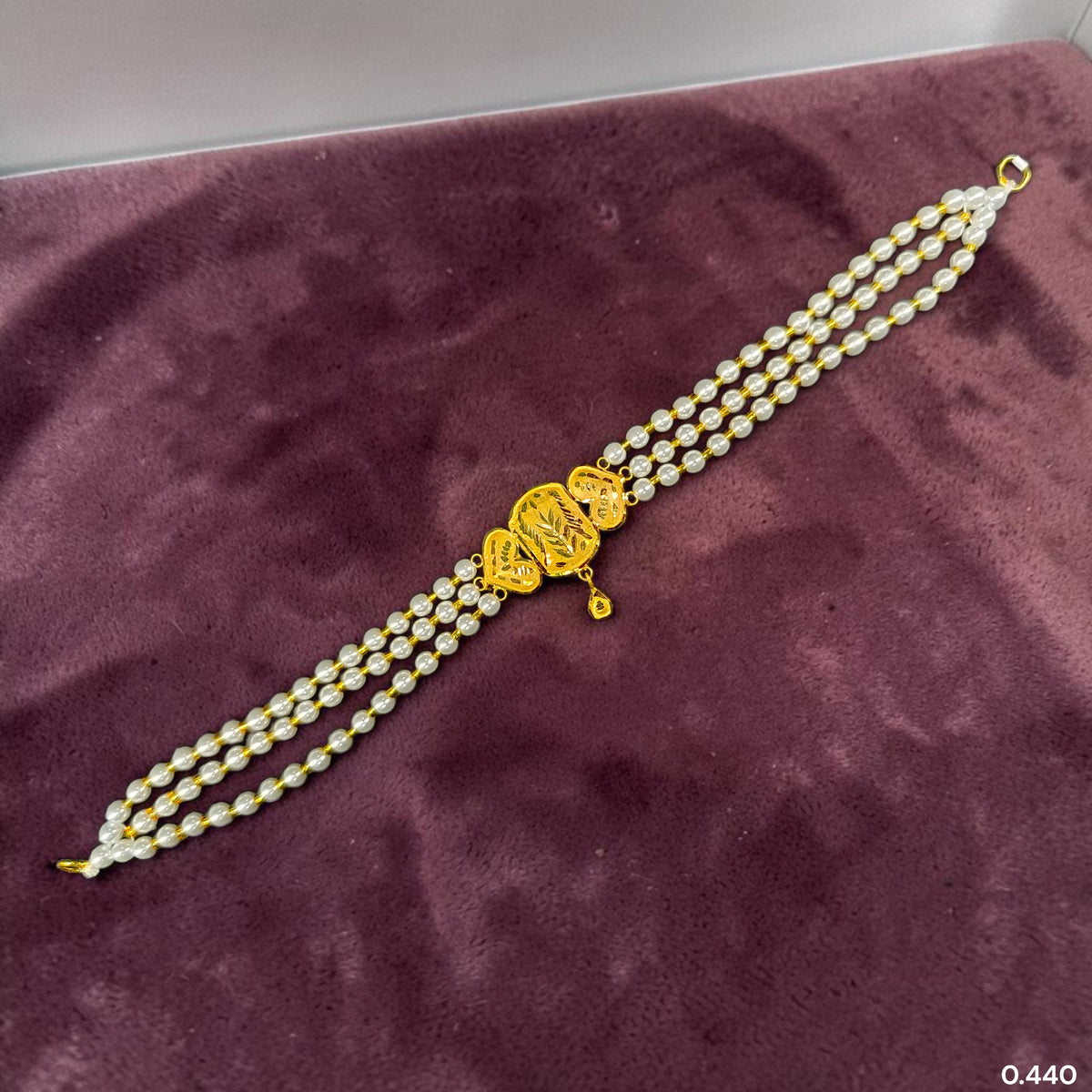 GMC9K- (YZVW8T)-(WGT: 0.440 GM APPROX) BIS CERTIFIED HUID HALLMARK 375 9KT GOLD MOTI CHOKER 1 PIECE WITH ADJUSTABLE TASSEL FOR GIFT IN MARRIAGE.