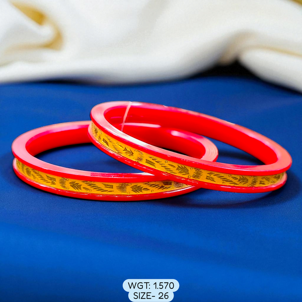 (GSP) TRJ (SIZE: 26) WGT: 1.570 GM APPROX 22KT HUID HALLMARK GOLD POLA BANGLES 1 PAIR DESIGN FOR REGULAR USE.
