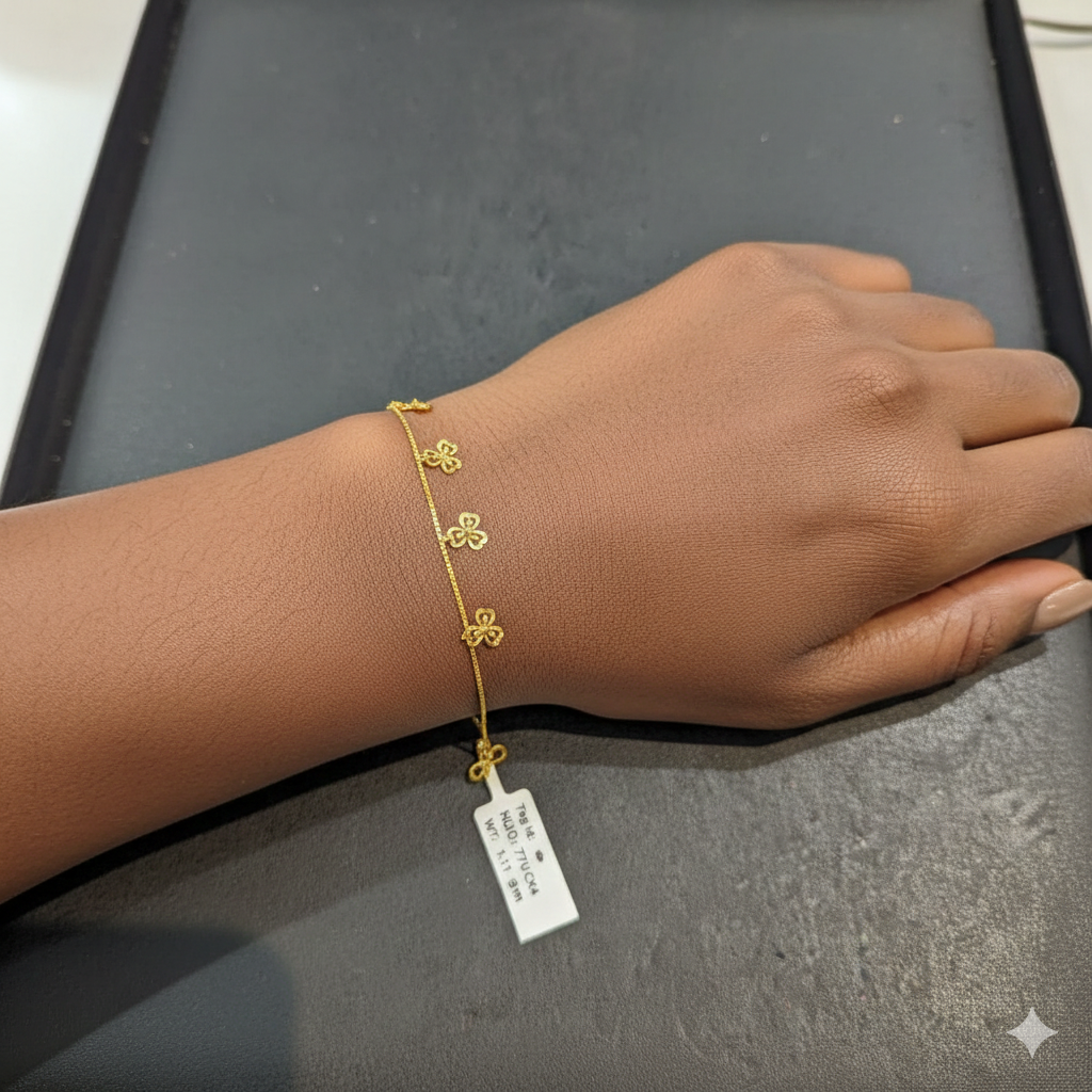 GOLD WRISTLET- BIS CERTIFIED HUID HALLMARK 375 9KT GOLD WRISTLET APPROX WGT: 1.110 FOR WOMEN.