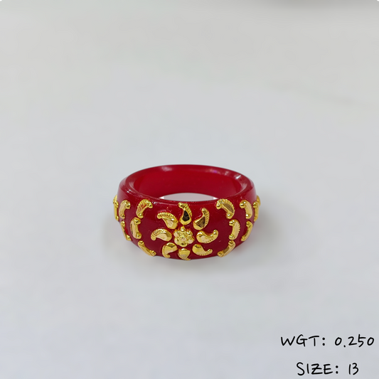 (GPR) TRJ (SIZE: 13) WGT: 0.250 GM APPROX (50 TONCH) KDM GOLD POLA RING FOR WOMEN 1 PIECE FOR GIFT (SOLD ON MRP)