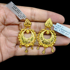 GOLD EARRINGS- (1R3EA8)-(WNQDJE) (WGT: 3.450 GM APPROX) BIS CERTIFIED HUID HALLMARK 9KT GOLD EARRINGS 1 PAIR FOR WOMEN (BEST FOR GIFT IN MARRIAGE).