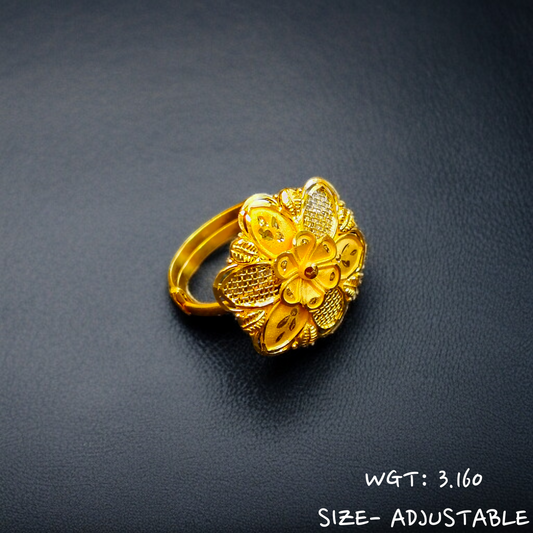 TRJ (SIZE: ADJUSTABLE) WGT: 3.160 GM APPROX 22KT HUID HALLMARK GOLD RING FOR WOMEN 1 PIECE.