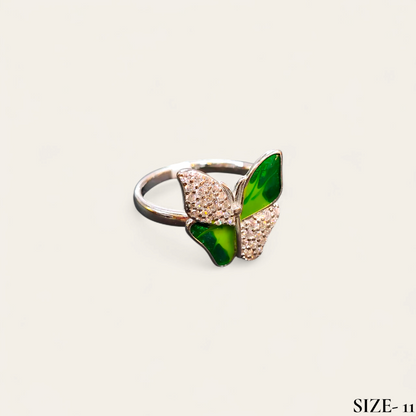 RAJLAXMI (SIZE:11) HALLMARK 925 SILVER FINGER BUTTERFLY MINAKARI DESIGN RING 1 PIECE FOR WOMEN FOR REGULAR USE - BEST FOR GIFTING (SOLD ON MRP)