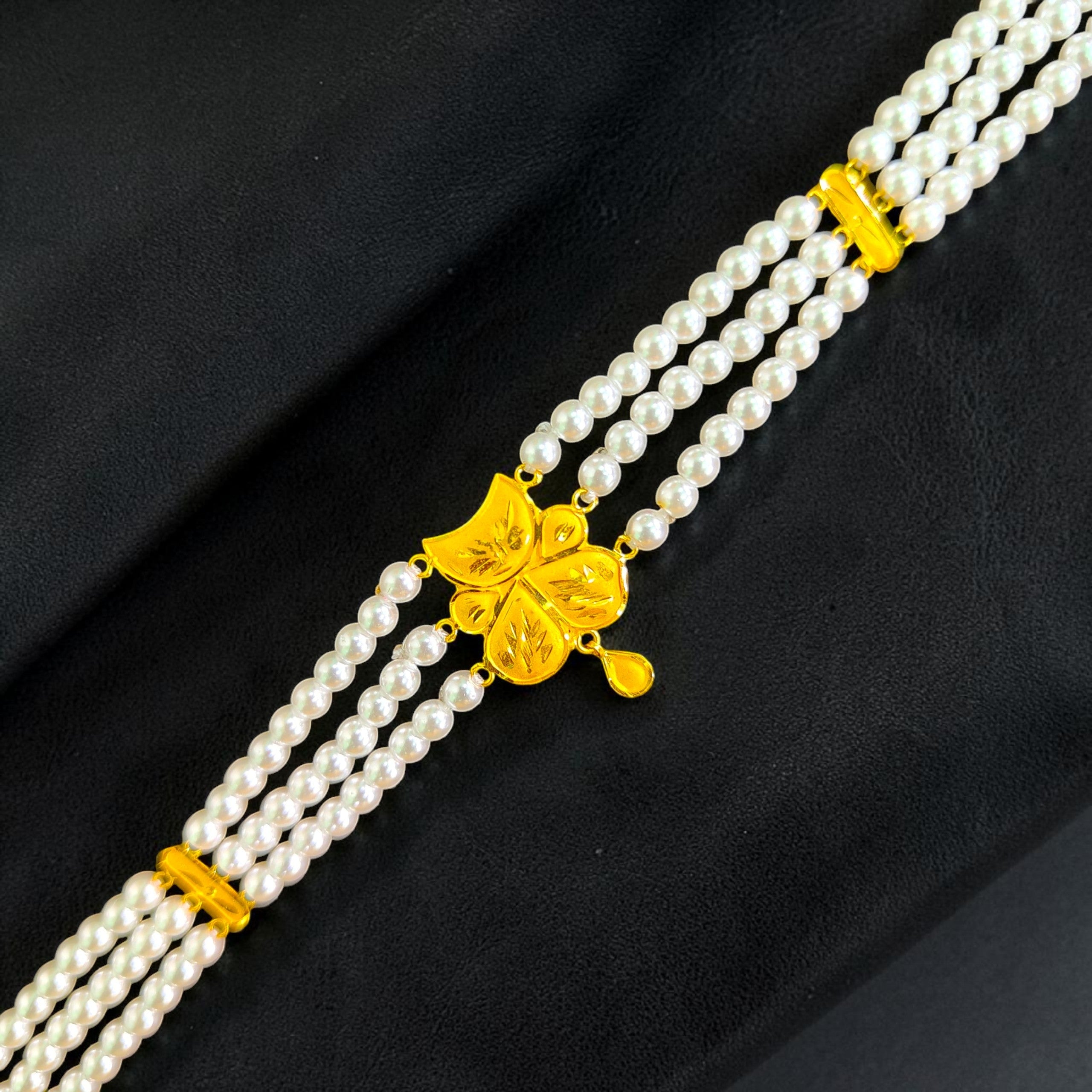 GOLD MOTI HAR- CERTIFIED BIS HUID HALLMARK 916 22KT GOLD MOTI CHOKER 1 PIECE (WGT: 0.940 GM) WITH ADJUSTABLE TASSEL FOR GIFT IN MARRIAGE.