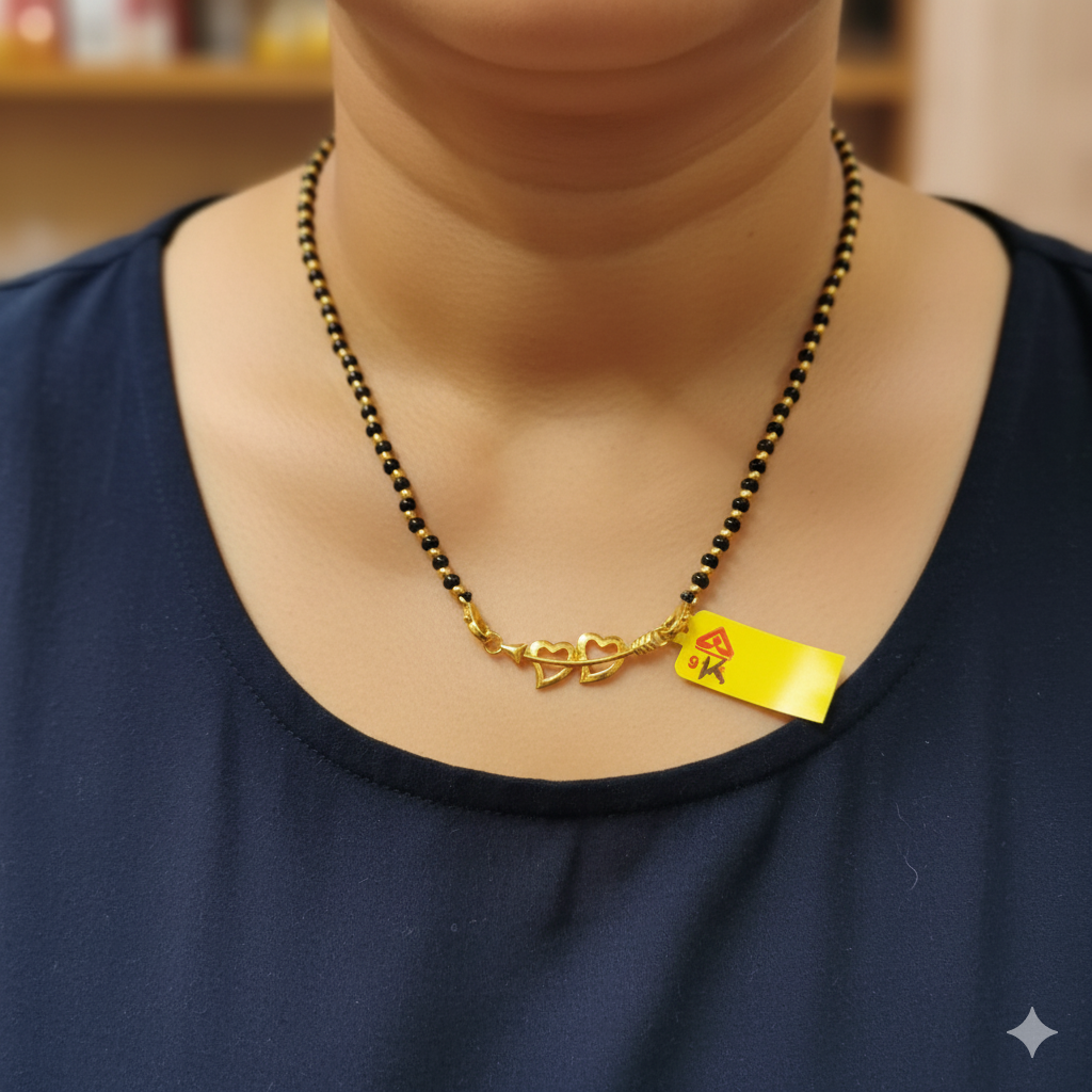 (GPM9) TRJ WGT: 1.060 GM APPROX BIS CERTIFIED HUID HALLMARK 9KT GOLD PENDANT FOR WOMEN 1 PIECE FOR REGULAR USE.