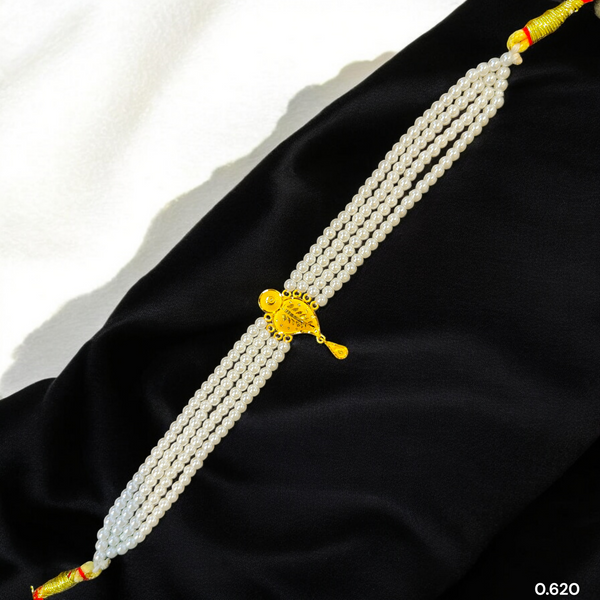 PEARL CHOKER- CERTIFIED BIS HUID HALLMARK 916 22KT GOLD MOTI CHOKER 1 PIECE (WGT: 0.620 GM) WITH ADJUSTABLE TASSEL FOR GIFT IN MARRIAGE.