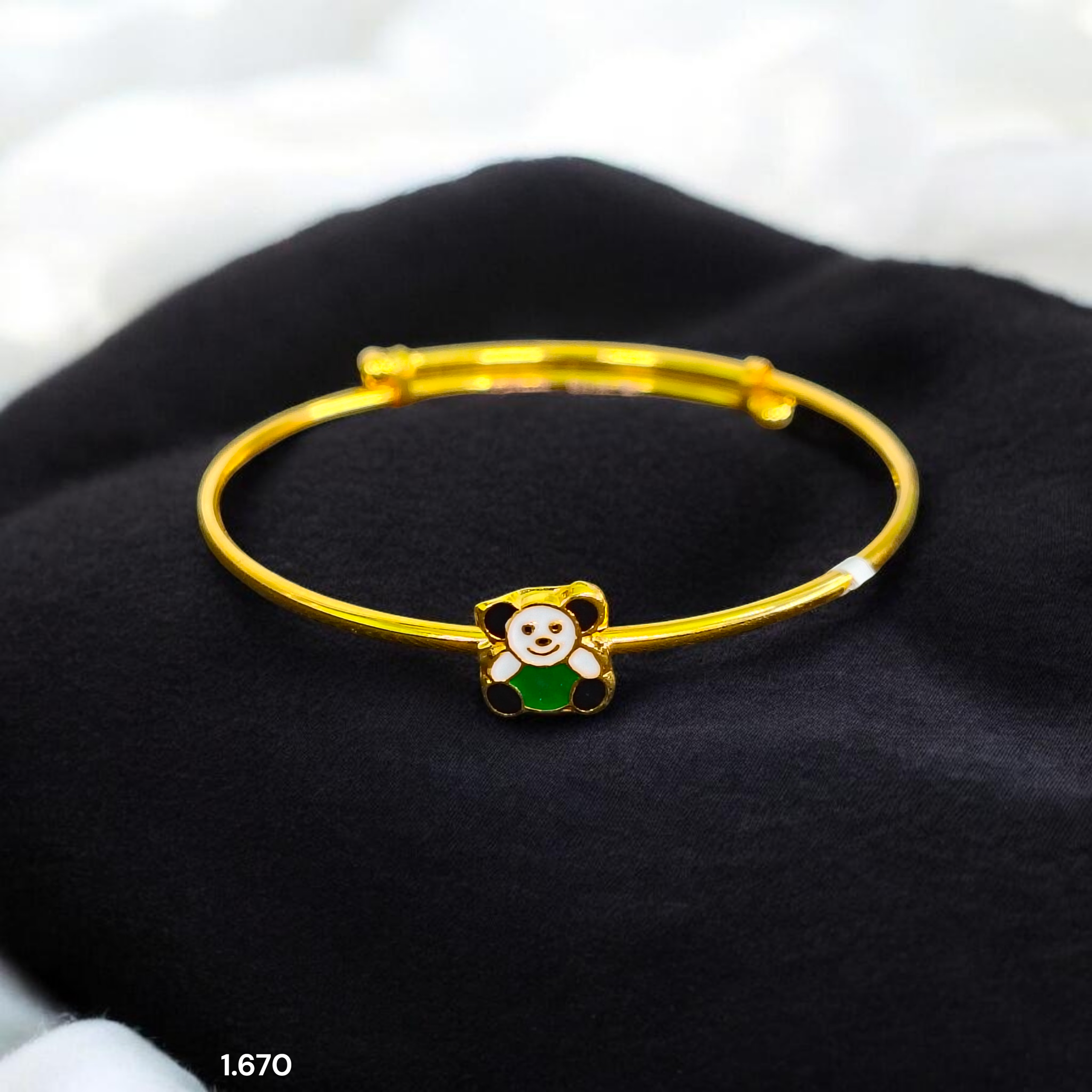 BABY JEWELLERY- (WGT: 1.670 GM APPROX) BIS CERTIFIED 375 9KT GOLD BABY BANGLE 1 PIECE FULL ADJUSTABLE SIZE FROM NEW BORN TO 4 YEARS (FOR RICE CEREMONY AND BIRTHDAY).